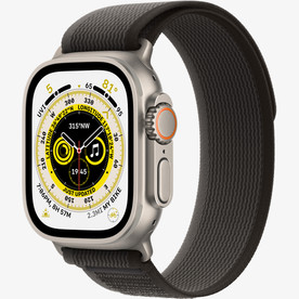 Apple Watch Ultra 49mm Titanium Case with Black/Gray Trail Loop, Размер S/М (MQFW3)