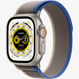 Apple Watch Ultra 49mm Titanium Case with Blue/Gray Trail Loop, Размер S/М (MNHL3)