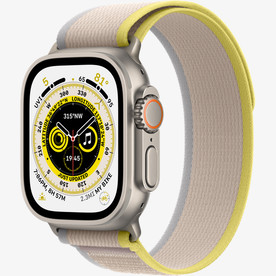 Apple Watch Ultra 49mm Titanium Case with Yellow/BiegeTrail Loop, Размер S/М (MNHK3)
