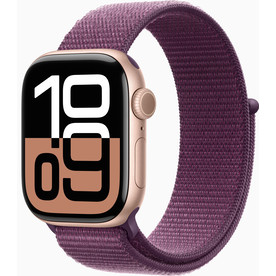 Apple Watch Series 10 GPS 42mm Rose Gold Aluminium, Plum Sport Loop (MWWK3)