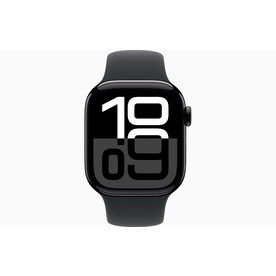 Apple Watch Series 10 GPS 46mm Jet Black Aluminium, Black Sport Band, M/L (MWWQ3)